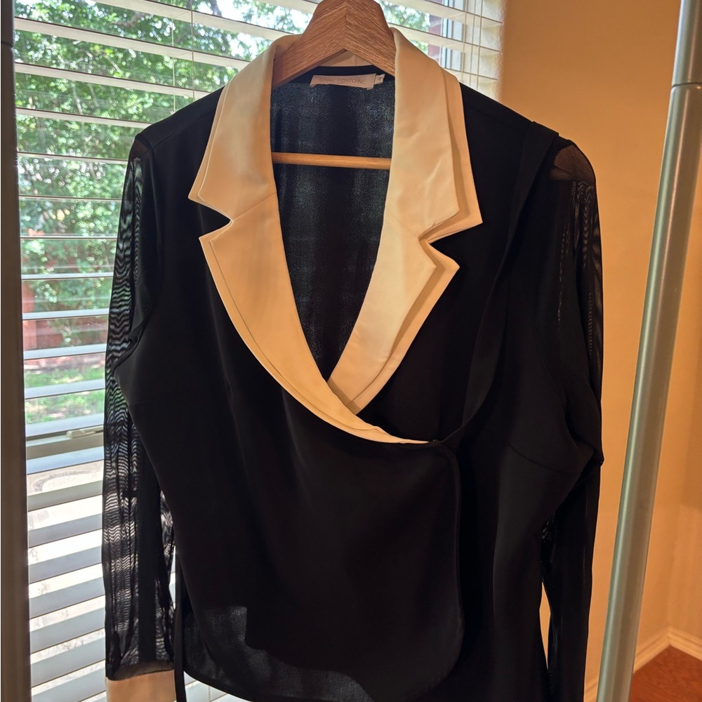 Anne Fontaine Elegant Black and White Women's wrapper shirt